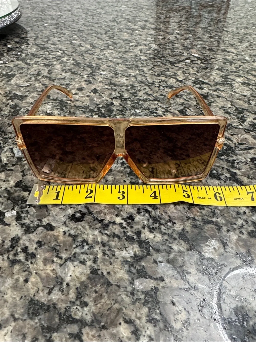 Oversized Square Gradient Sunglasses - Amber Frame, Brown Lenses